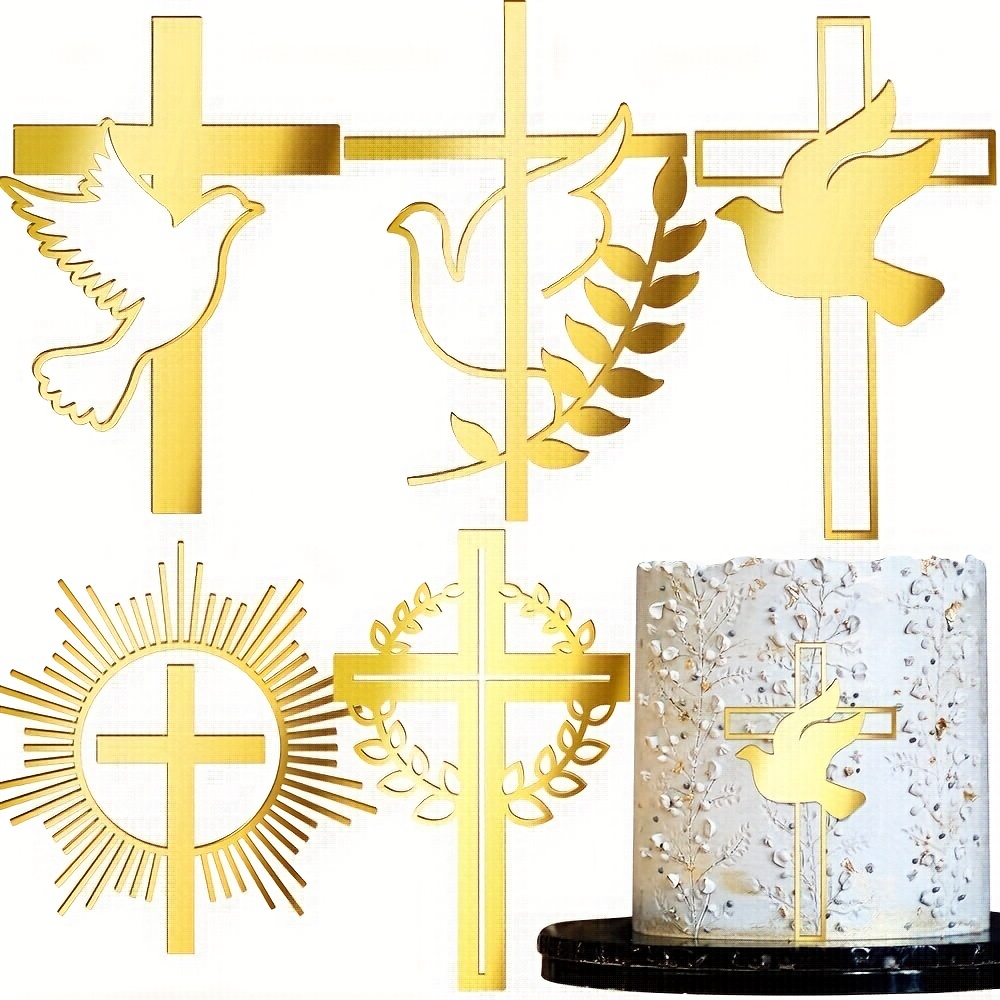 5 Acrylic Cross Cake Decorations For Confirmation, Baptism Cake Toppers, First Communion Cake Decorations, Religious Cake Decorations, , Halloween, Christmas