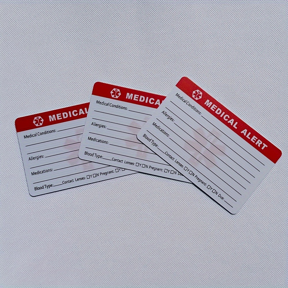 Image of 3pcs/ Wallet Card - Emergency Contact Information Card, Medical Condition Identification Card, For And , Pvc Waterproof Material, Information Card, Emergency Medical Information Id Card