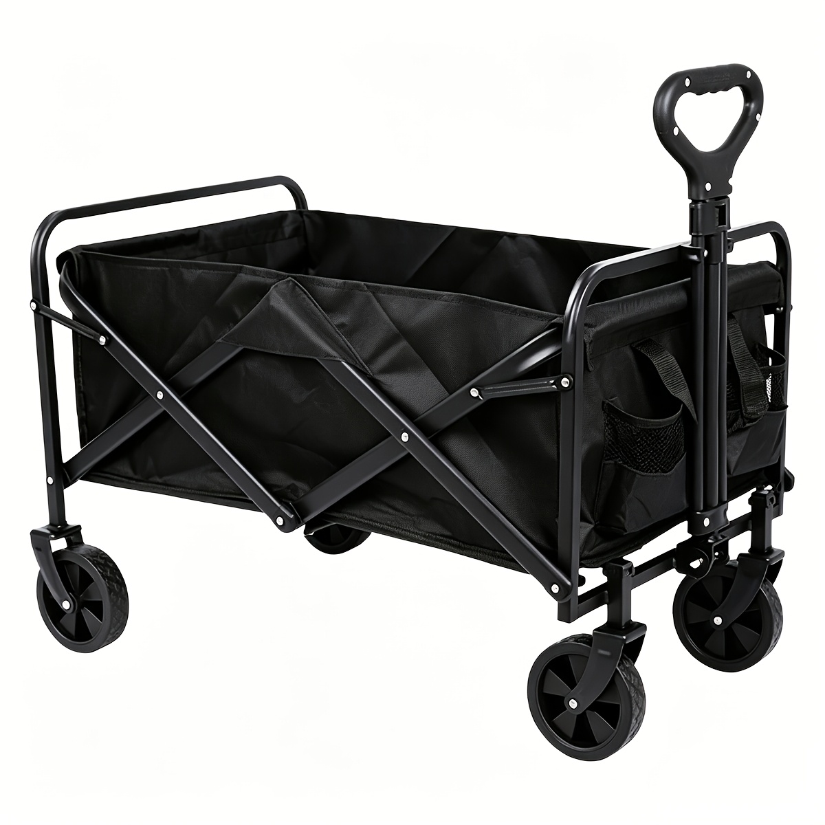 Heavy-duty Foldable Camping Wagon, 120l Large Capacity, With Large Wheels, Premium Fabric, Lightweight And Portable, Multifunctional Cart, Ideal For Gardening, Beach, Shopping And Self-driving Trips.