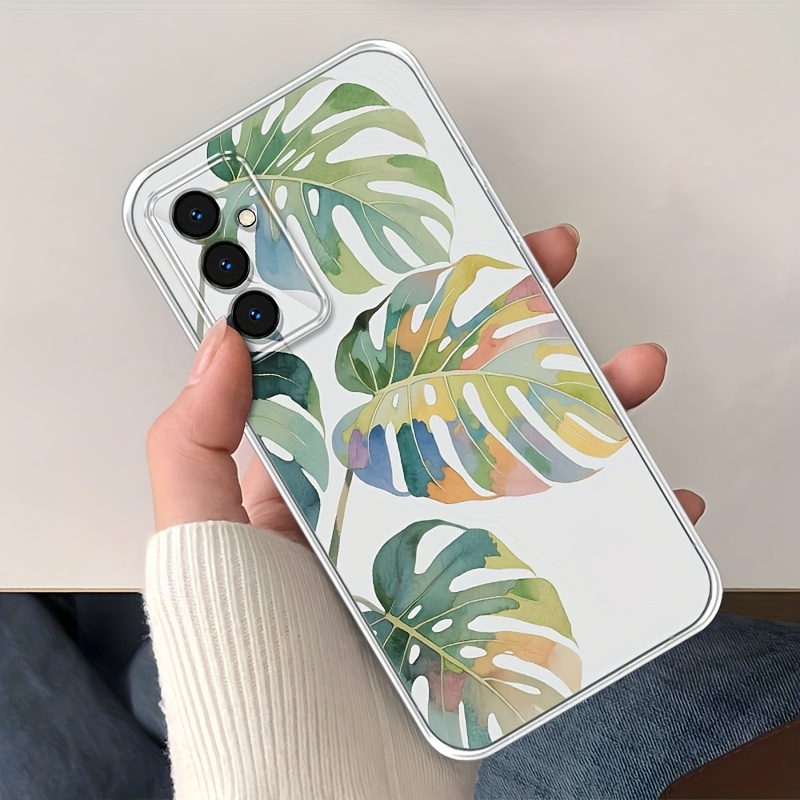 TEMU Phone Case - Colorful Watercolor Monstera Transparent Print Phone Case For For Galaxy A04 A04s A05 A05s A06 A07 A13 A14 A15 A16 A17 A22 A23 A24