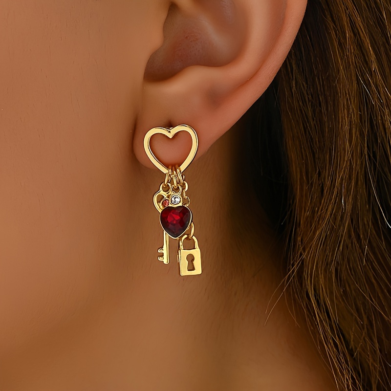 

& Drop Red Inlaid Ear For Women Unique Women Jewelry For Women And