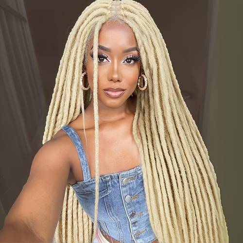 double layer full lace synthetic afro dreadlock wig handmade density hairpiece for women men natural look for daily wear parties party hair accessory classic hairline cap