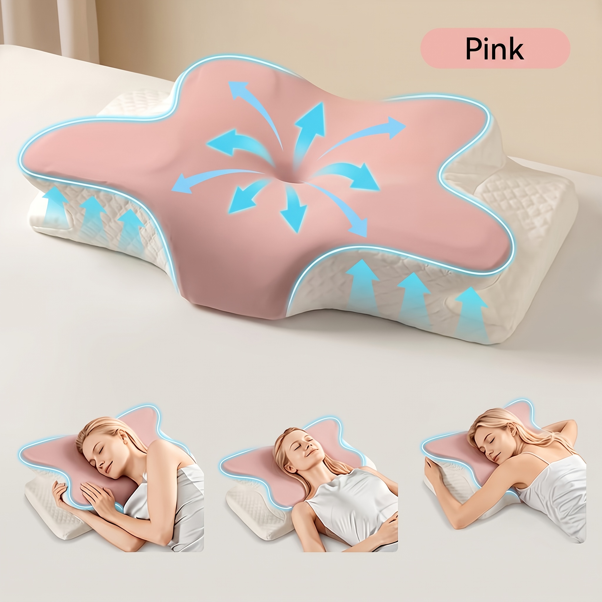 TEMU Wkeff Cervical Pillow For Neck, Pillows For Sleeping, -shaped Memory Foam Cervical Neck Pillow, Ergonomic Cervical Support Pillow, Slow Rebound