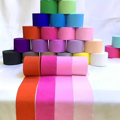 7rolls mixed macaron 5cm x 10m colored crepe paper roll embossed ribbons suitable for birthday parties weddings christmas valentines day and new year background deco tion
