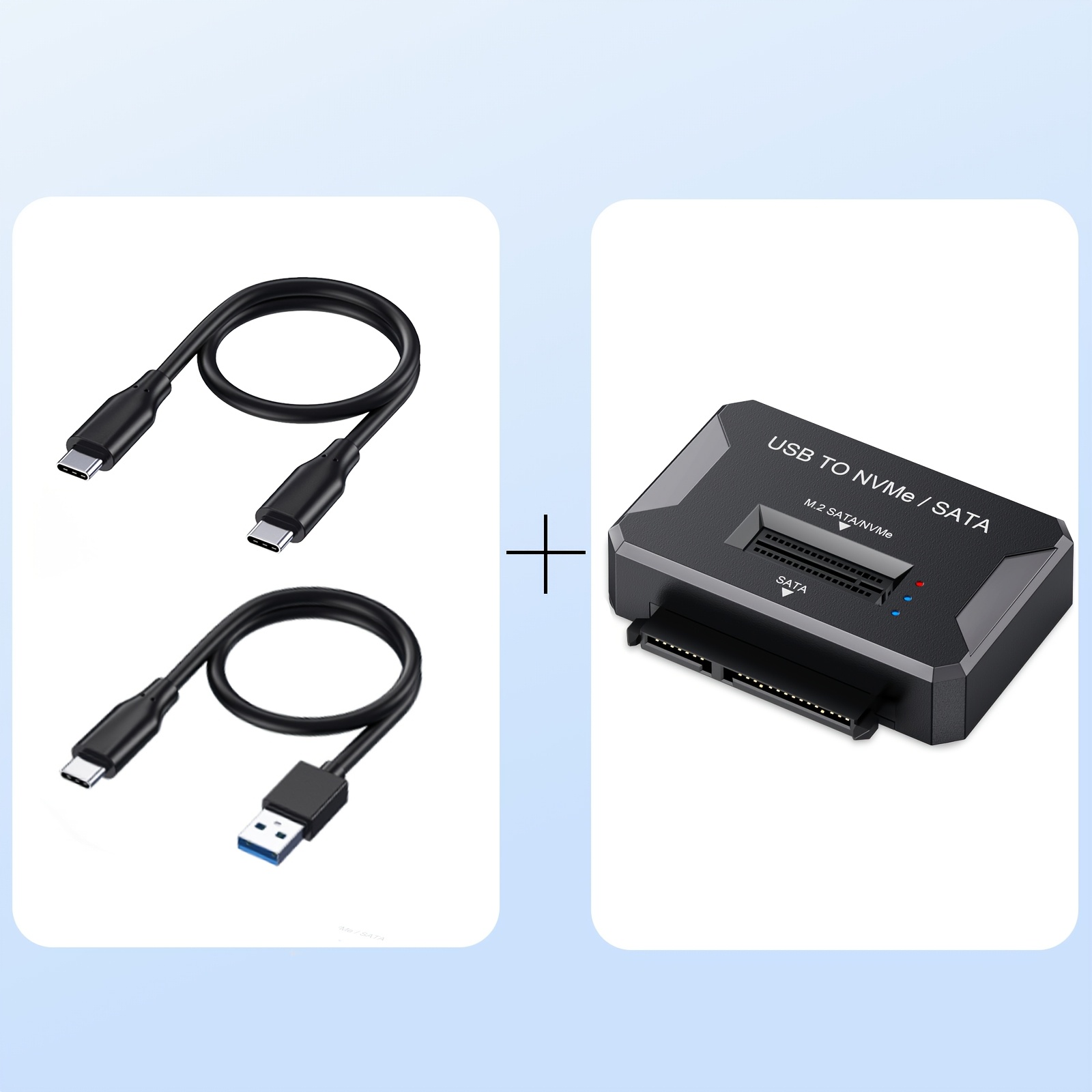 TEMU Carcasa M.2 NVME SATA SSD, Estación de Acoplamiento Lectora SSD Adaptador SATA a USB Portátil sin Herramientas 10Gbps Nvme PCI-E M.2 y SSD SATA,