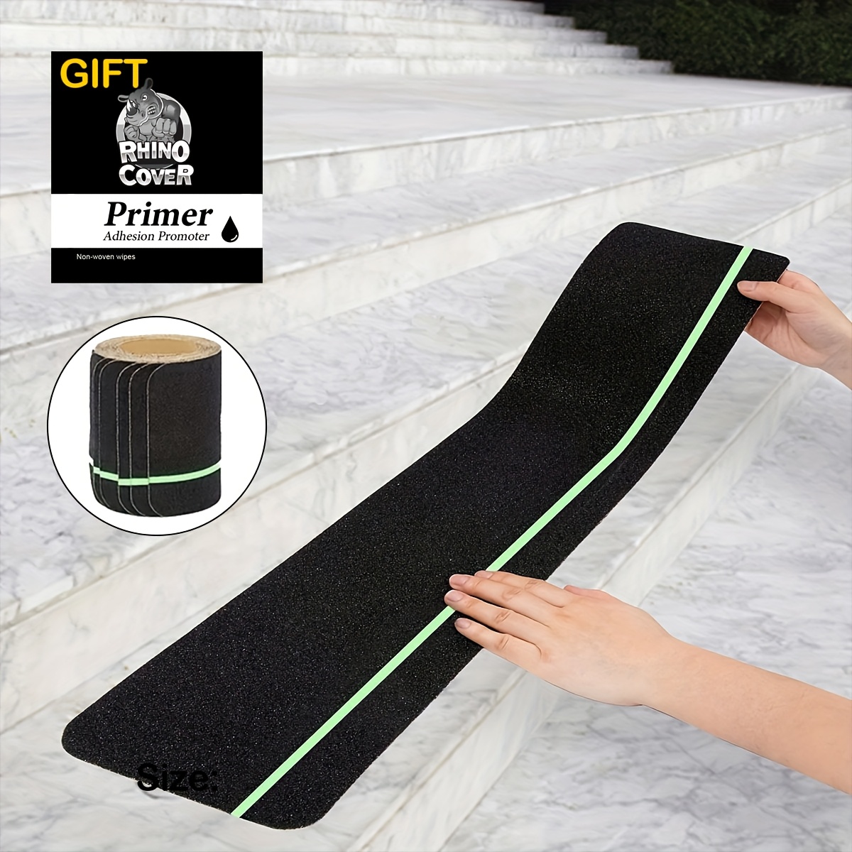 item picture 8 12pcs luminous non slip traction strips outdoor indoor stair step non slip strips stair step non slip strips high   friction sand   multi surface   10cm x 76cm