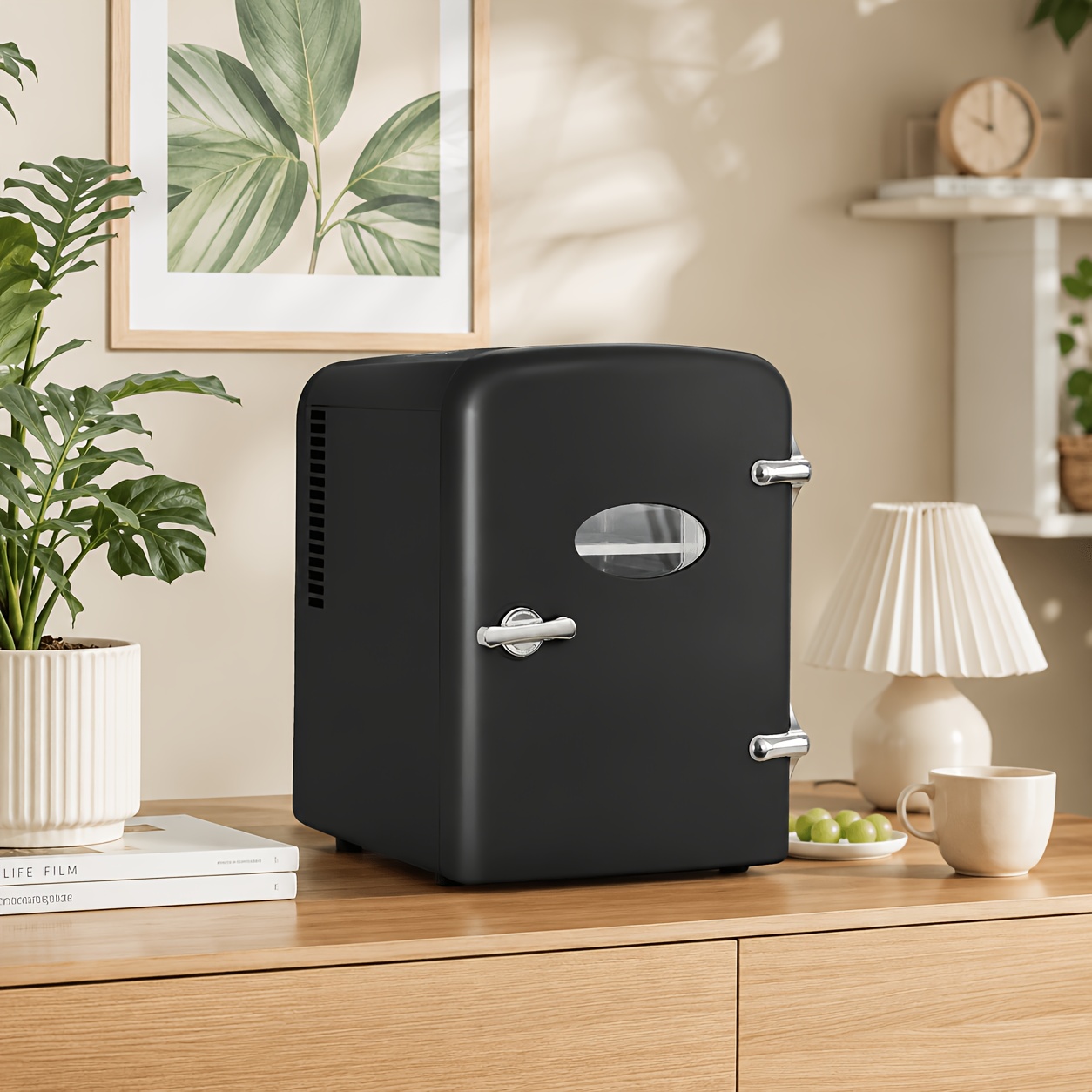 Image of 4l Mini Fridge With A Portable Handle, Can Cool And Heat, , Suitable For Home Or Car, Ideal For Household Use, Outdoor Camping, And Cosmetic Use. Mini Fridge
