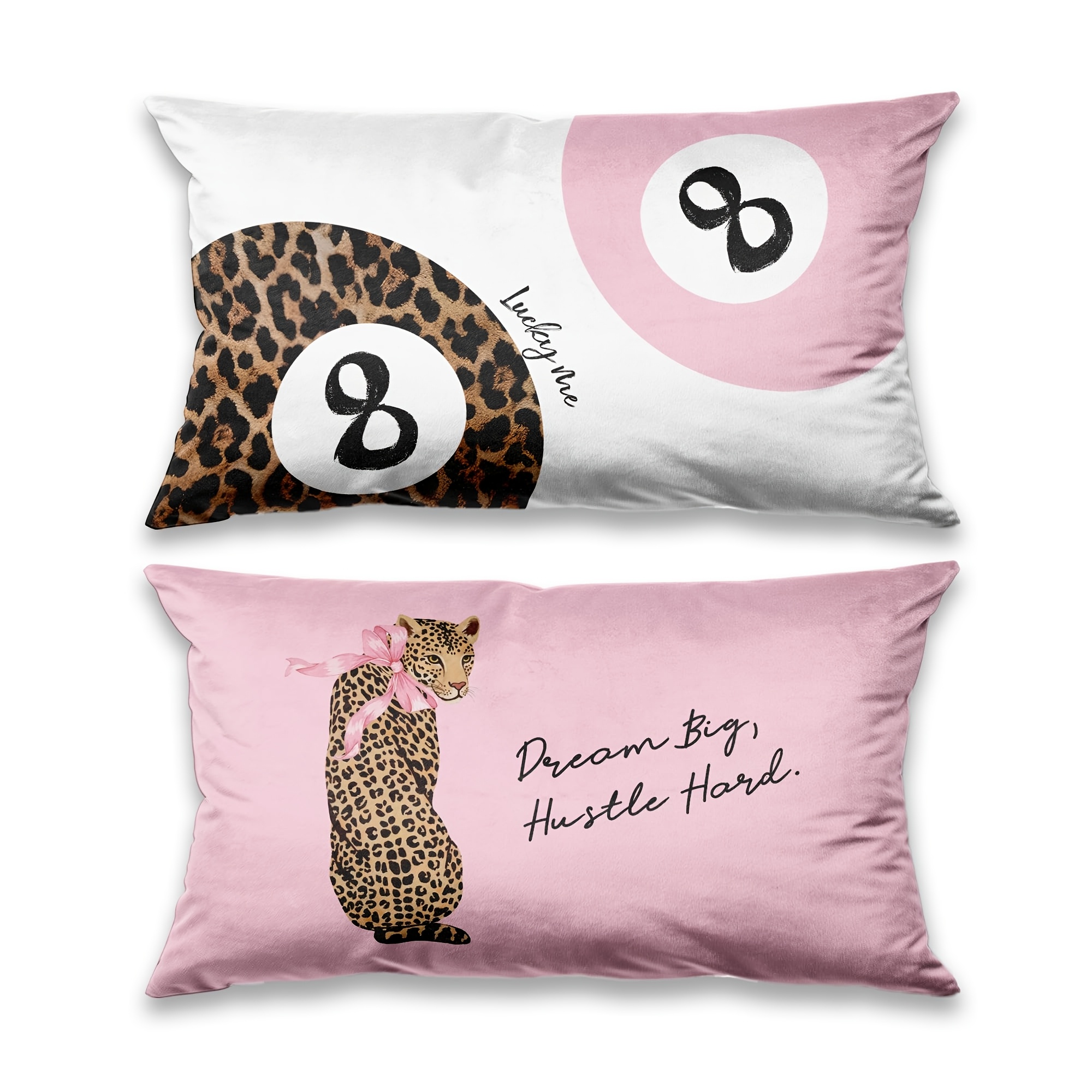 TEMU 2pcs College Style Pink Leopard And Ball Decorative Pillow Covers, Fashionable Y2k Ball Aesthetic Pillow Cases, Suitable For ' Room, Dorm,