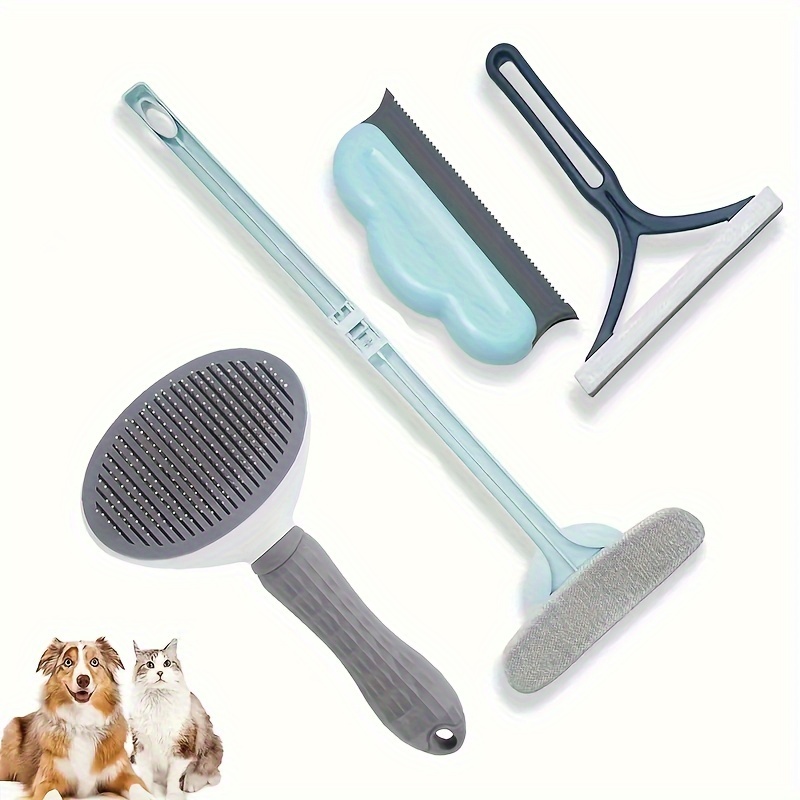 

4pcs Pet Hair Removal Grooming Set - Easily Remove Cat And Dog Hair From Sofas, Carpets, Car Mats, Etc. - Portable Multi-purpose Cleaning Brush For Stain-free Furniture, Bedding And Carpets