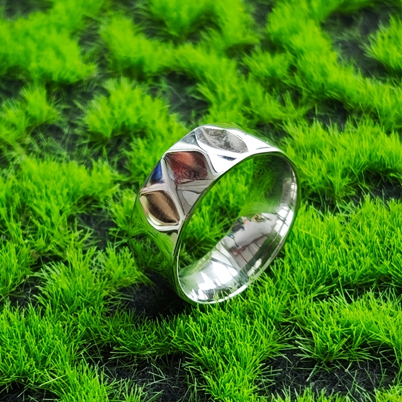 Image of Punk Style Pattern Ring For Men, Simple And Versatile Hip Hop Trendy Stainless Steel Ring, Men's Jewelry Accessories Holiday Birthday Gift