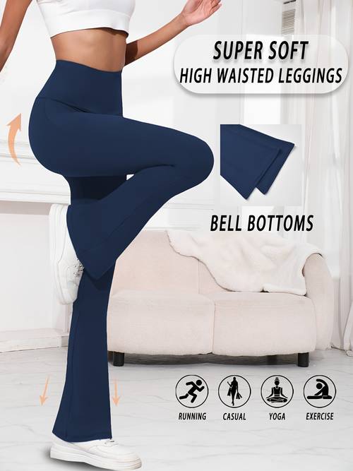 womens super soft high waist flare pants leggings tummy control soft bootleg bell
