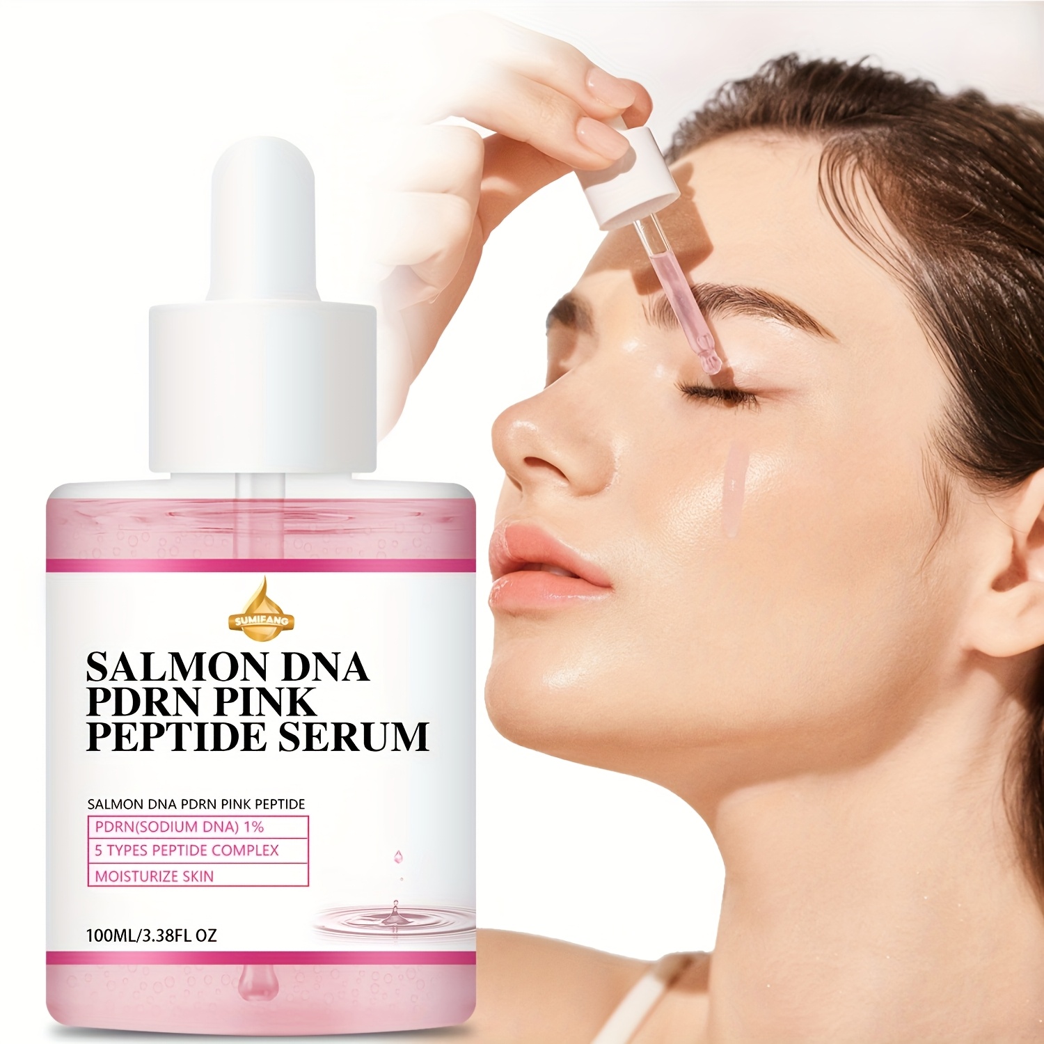 Salmon DNA PDRN Pink Peptide Serum Extract - Anti-Aging Skincare, Moisturizing & Firming, Enhances Radiance, 100ML, with Niacinamide & Peptide Complex, for Younger Looking Face, Firming Skincare | Radiant Skin | Niacinamide