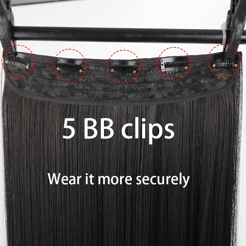 5 card straight hair clip in extensions natural black high quality synthetic hair for women easy to style blend   everyday or special occasions hair wigs versatile hairpiece sleek hairpiece heatresistant hair details 4