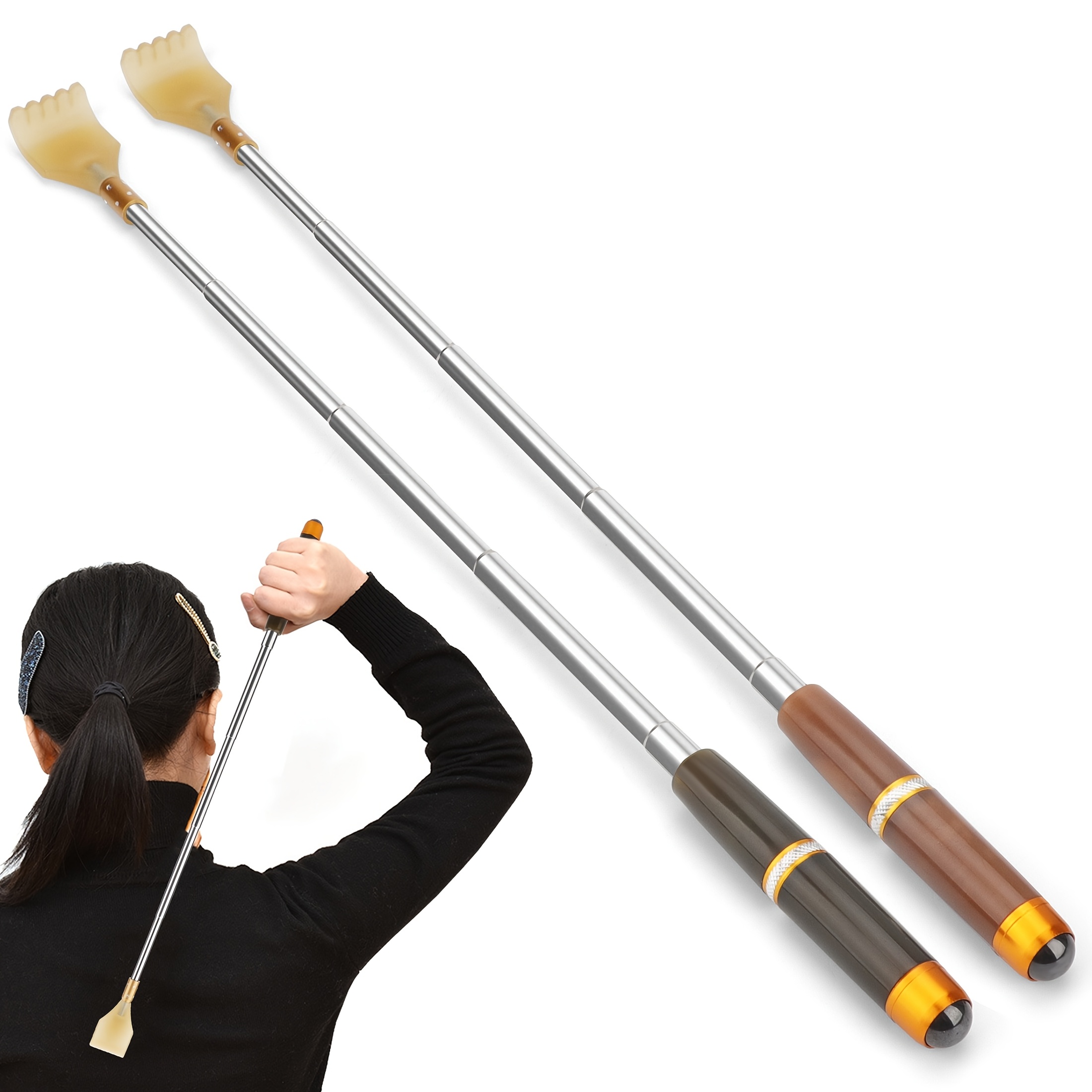 2pcs telescopic back scratcher extendable stainless   scratcher portable handheld massager gift for men women Product details 0