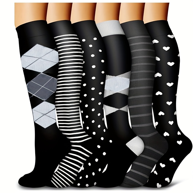 TEMU 6 Pairs Compression Socks For Women And Men Circulation-best Support For Running,nursing,athletic, Circulation Boosters For Fitness, Training &
