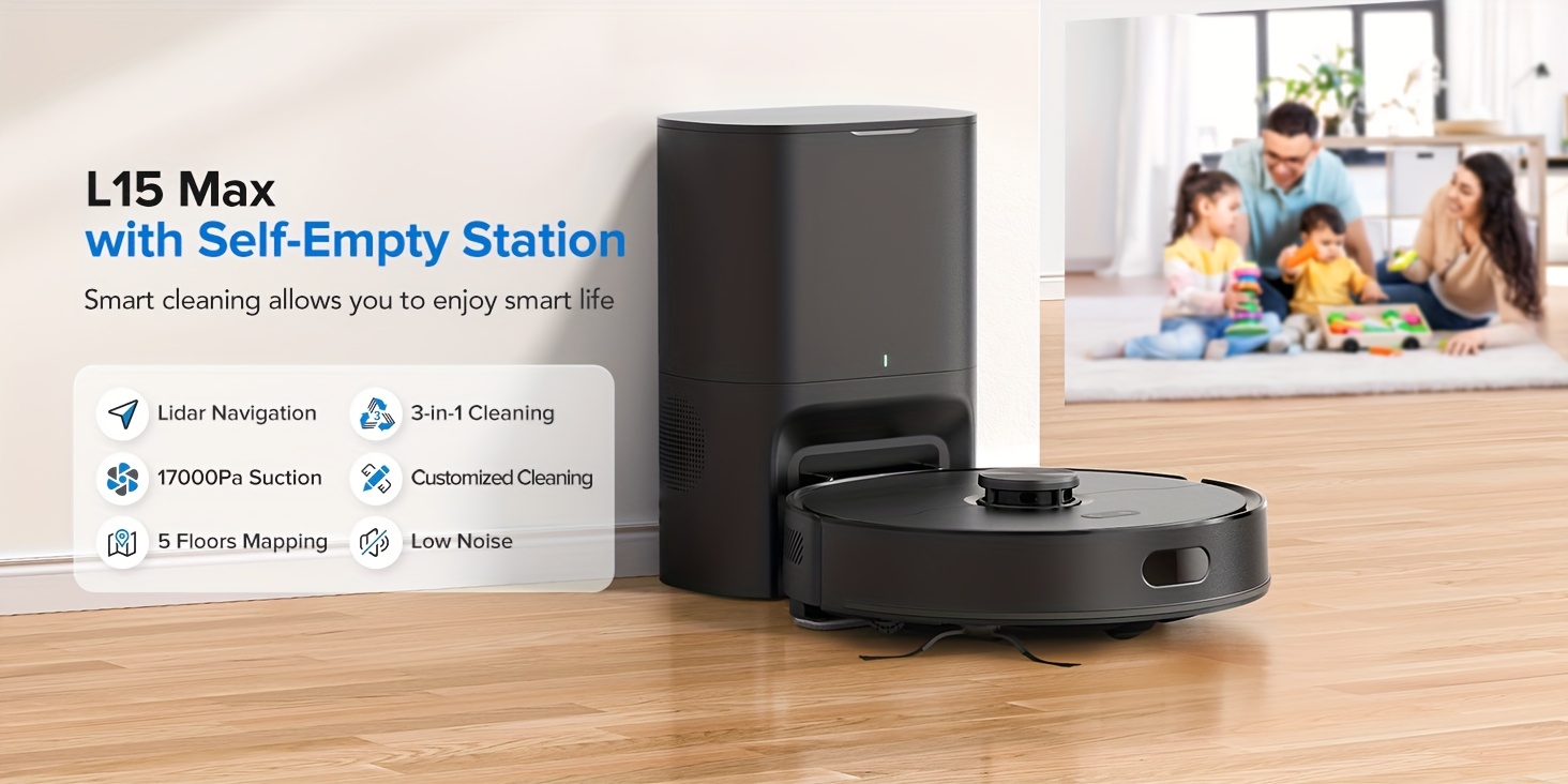 Die Lubluelu L15 MAX Saugroboter und Wischmopp ist eine verbesserte Version der L15 Plus, mit einer 3-in-1-Funktion zum Kehren, Saugen und Wischen. Sie wird mit einer selbstentleernden Station geliefert, die bis zu 3 Liter Fassungsvermögen für 70 Tage hat.