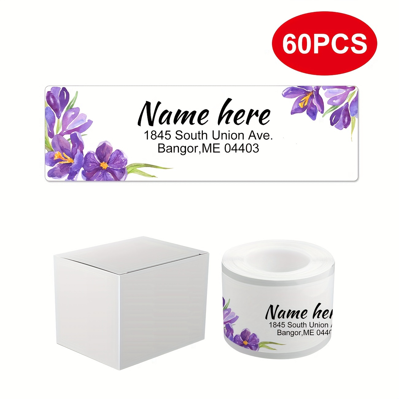TEMU Personalized Return Address Labels - 2.5" X 0.75" - Large Self- Name Labels Adhesive Roll (60/250 Labels Per Roll) - Printed Address Labels With