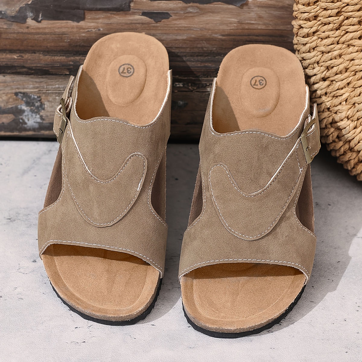 womens cork soled   fashion sandals suitable for home and outdoor use easy to slip on comfortable non slip durable and   shoes women shoes Product details 5