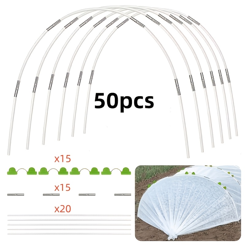 TEMU 50pcs Heavy-duty Extended Greenhouse Arch Diy Plant Tunnels, Diy Garden Hoops For Greenhouse Gardening Supplies. Sturdy And Durable, Easy To