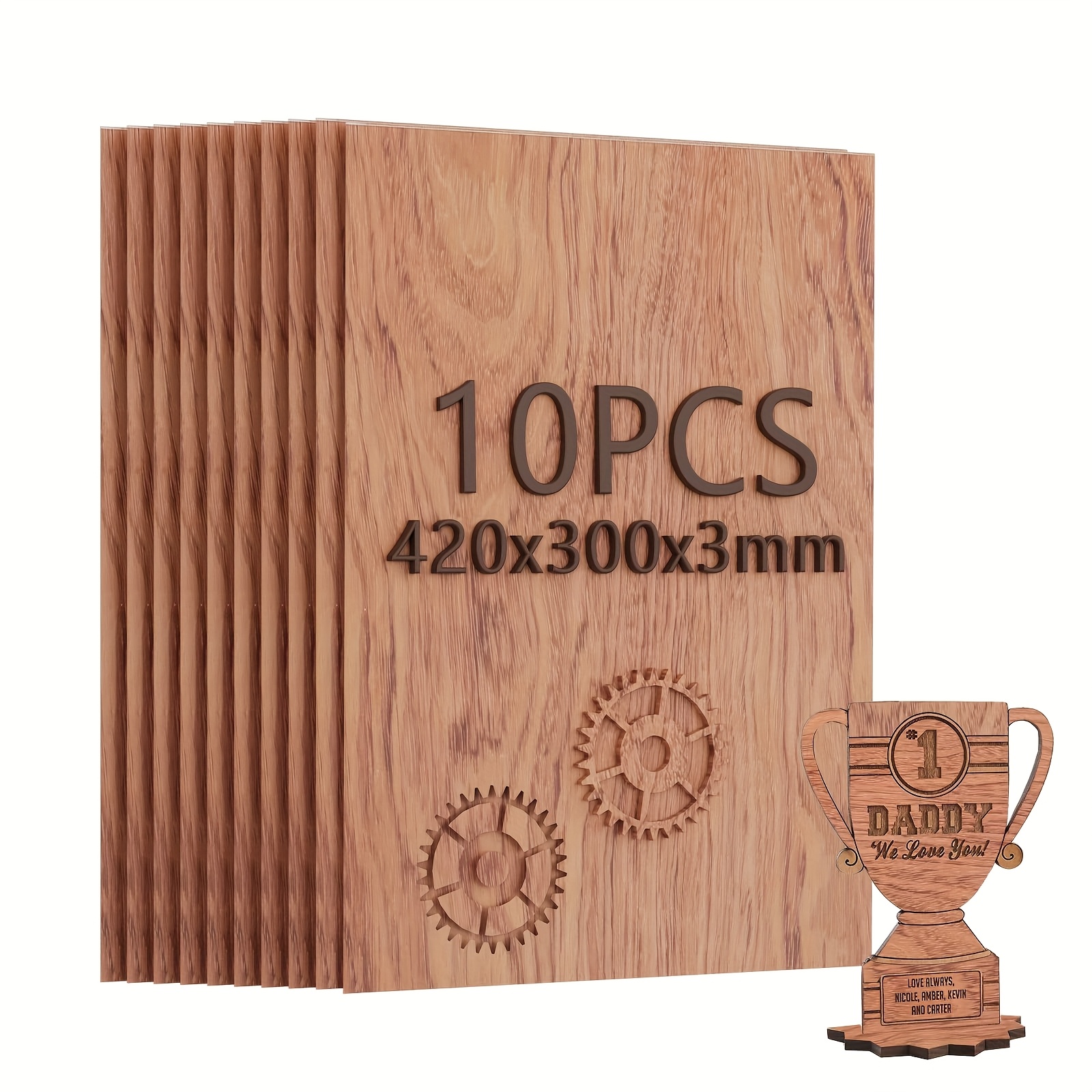 E-shop 10 Stück 3mm A3 420*300mm -Sperrholz Schwarznuss-Sperrholz Gravurmaterial Dicke (+/- 0,2mm)