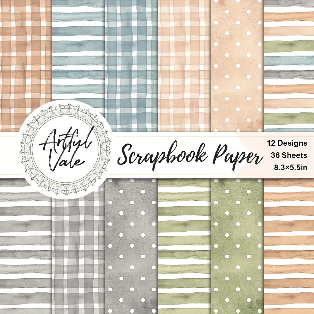 TEMU 36 Fogli di Carta A5 per Scrapbooking - Tema Natalizio con 12 Design Eleganti, Sfondo a Quadri Retro, per Fai da Te, Confezioni Regalo, Diari -