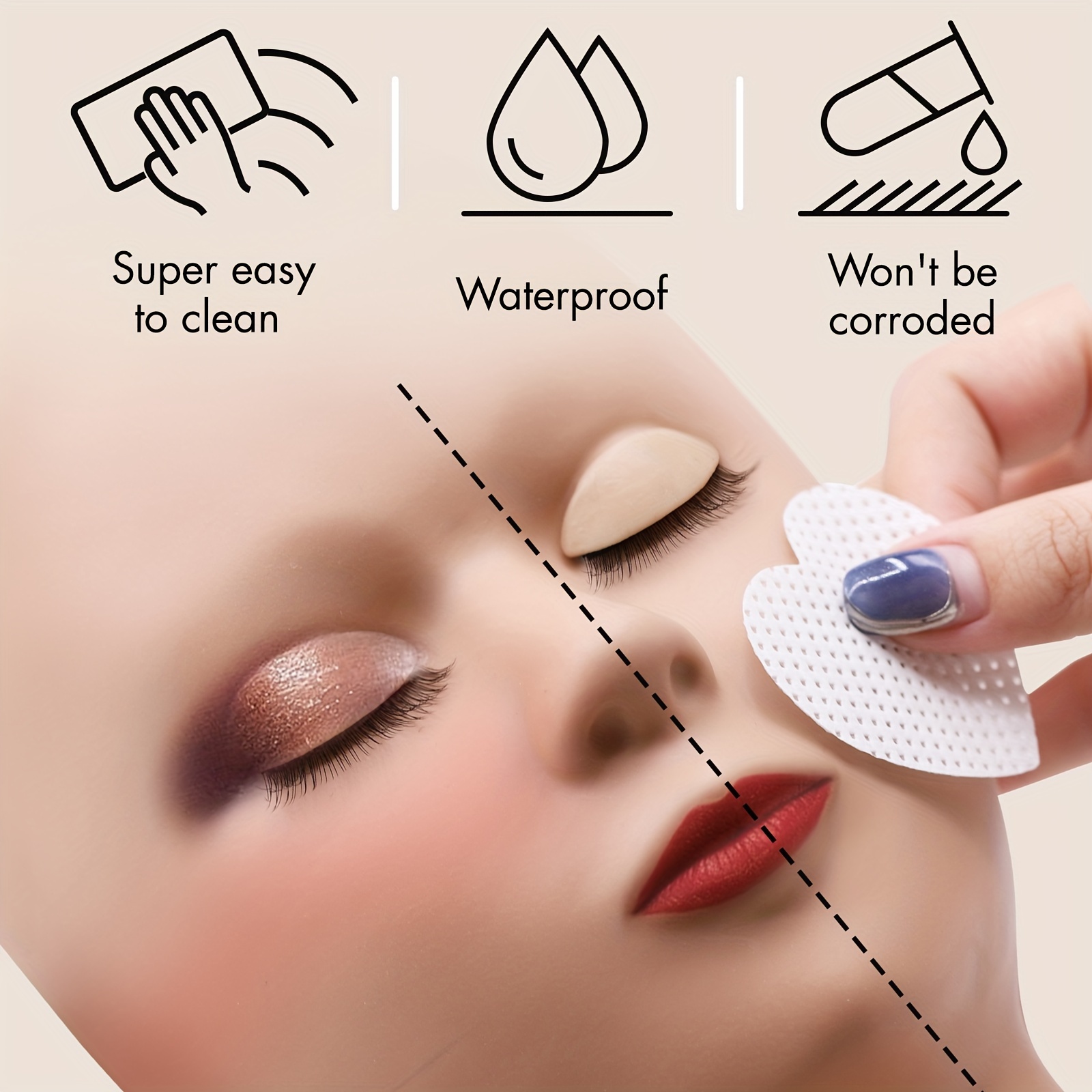 Lash Mannequin Head with Double-Layer Eyelids for Training