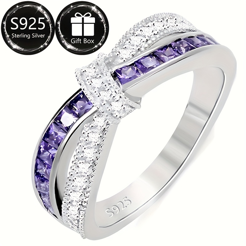 925 Silver Purple Zirconia Crossbow Ring