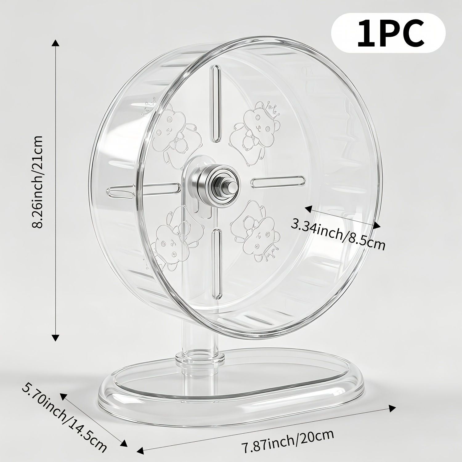 TEMU Practical Transparent Low-noise Anti-boredom Running Wheel Toy Training Wheel, Large-size Silent Exercise Running Wheel With Noiseless Rotation,
