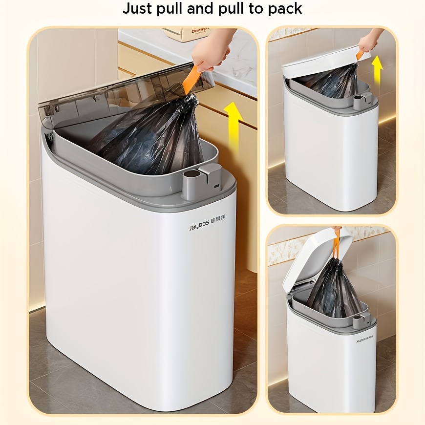 touchless motion sensor trash can with lid 30 bags closing hands free operation quiet close sensor activated lid compact space saving plastic bin 2 2 gallon for small spaces suitable for kitchen bathroom living room ideal for office