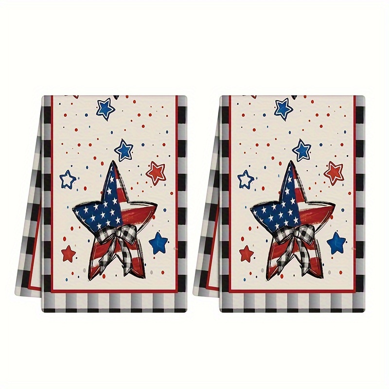 

2pcs Dishcloths, Patriotic Independence Day Dish Towels, Vintage Star-spangled 4th Of July Kitchen Cloth, For Kitchen, Bathroom And Restaurant, Home Supplies, Cleaning Supplies