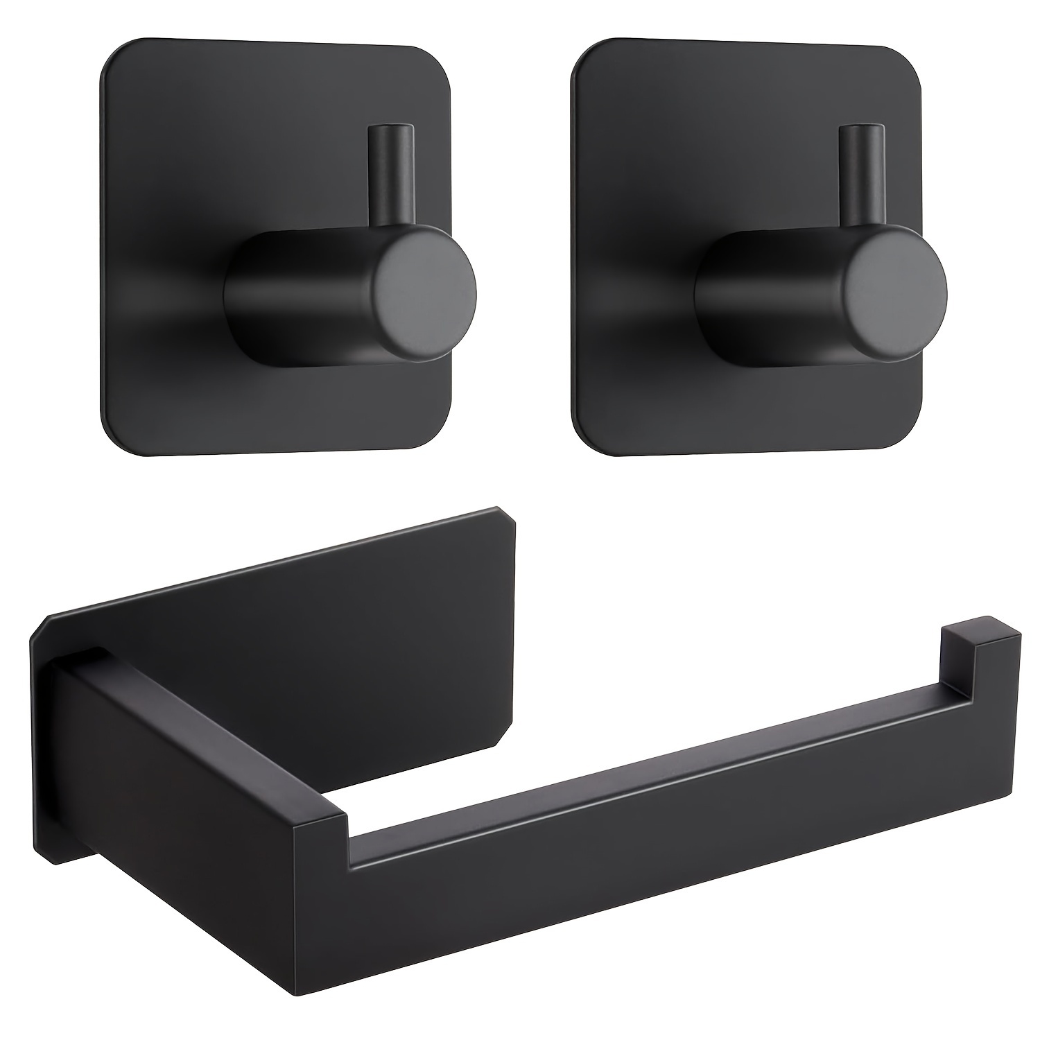 

Bathroom And Kitchen Use Toilet Paper Holder, Self-adhesive Toilet Paper Holder Stainless Steel Toilet Paper Holder, With 2 Towel Hooks