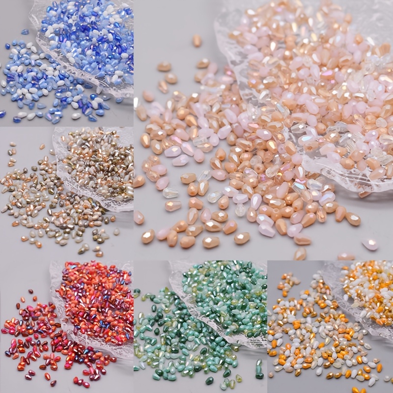 

100pcs Perles en verre tchèque de couleurs 2x4mm, Perles facettées en de pour la fabrication de bijoux DIY Décoratif