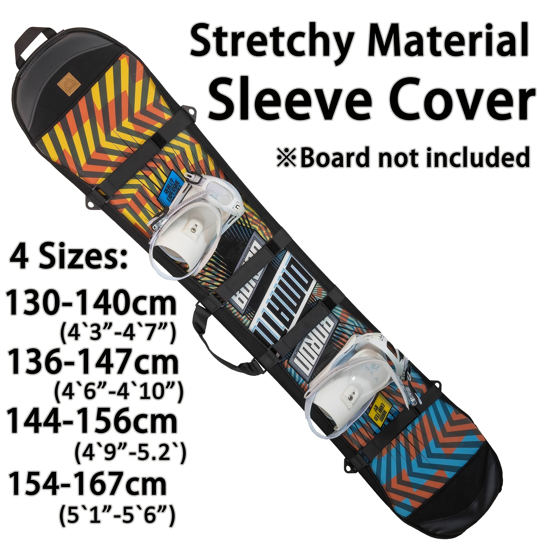 Snowboard Cover | Flexible Knit Material with 4-Way Stretch | Edge Shield And Base Protector | Lightweight And Portable for Travel | Compatible with Most Snowboards