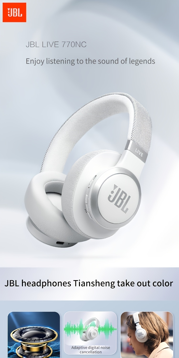 JBL LIVE 770NC Wireless Earphones with Adaptive Active Noise Cancellation, Stereo Calling, Wireless And Wired Connectivity
