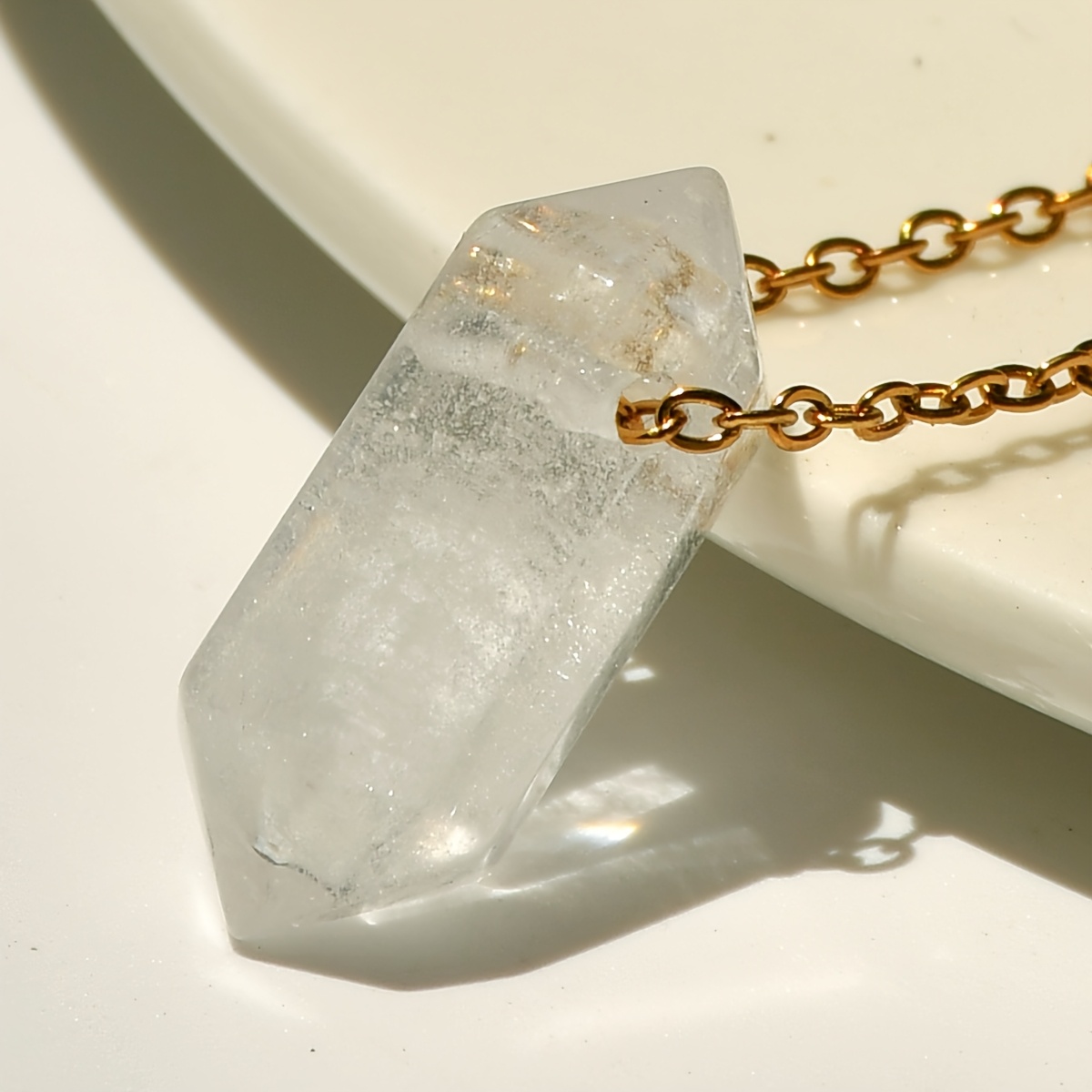 TEMU 1 Amethyst Hexagonal Prism Pendant Necklace, Fashionable Summer Handmade Jewelry, Eye Natural Stone Choker, Natural