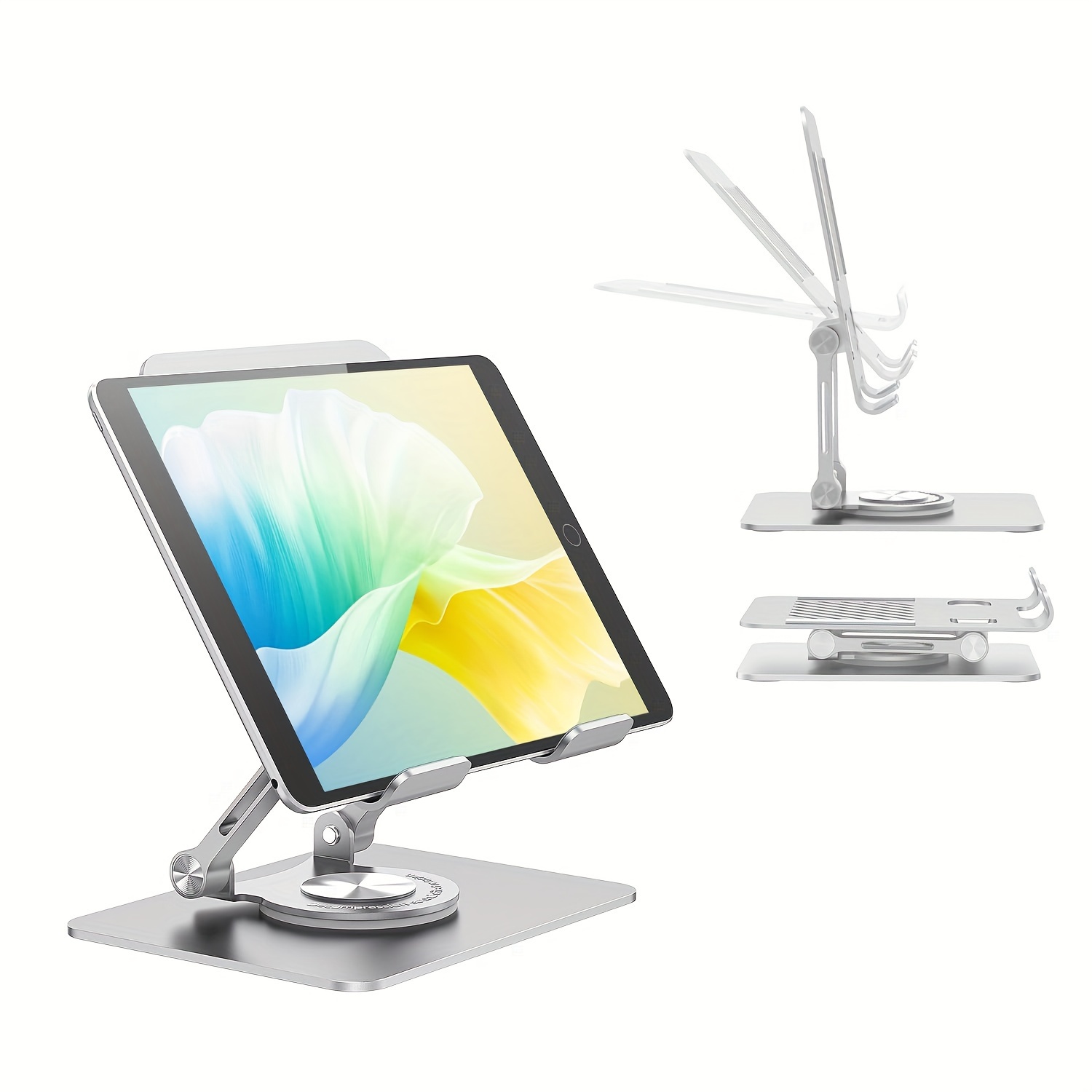 

Tablet Stand With 360° Rotating Base, Adjustable Foldable Stand, Aluminum Tablet Stand For Desktop, Compatible With Pro/air/ Mini, Switch, Iphone15, Etc. (4-13 Inches)