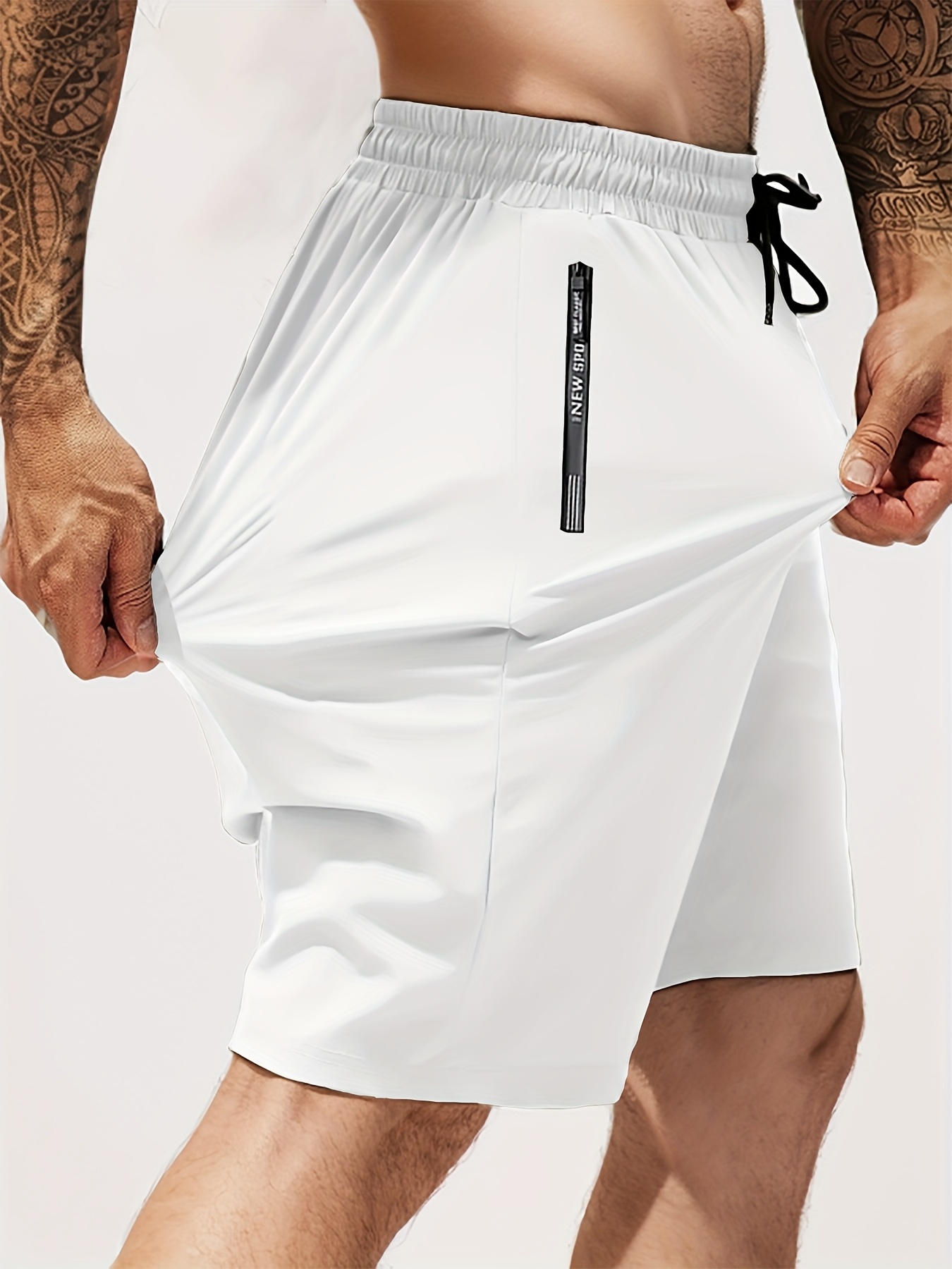 mens stretchy and breathable fabric shorts with a waist and zip pockets suitable for   jogging and casual wear cool and breathable   and basketball training shorts for spring summer and autumn