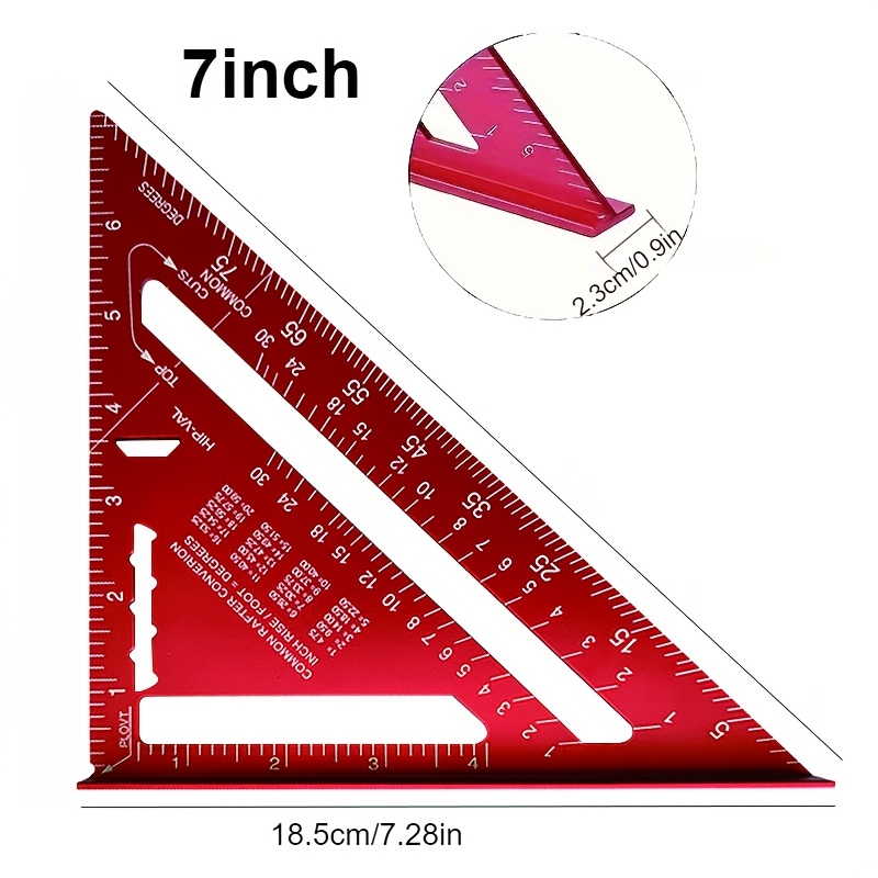ViewReal Red Aluminum 3D Multi-Angle Measuring Ruler, 7.76 Inches – For Woodworking, Crafting & DIY 9 thumbnail image