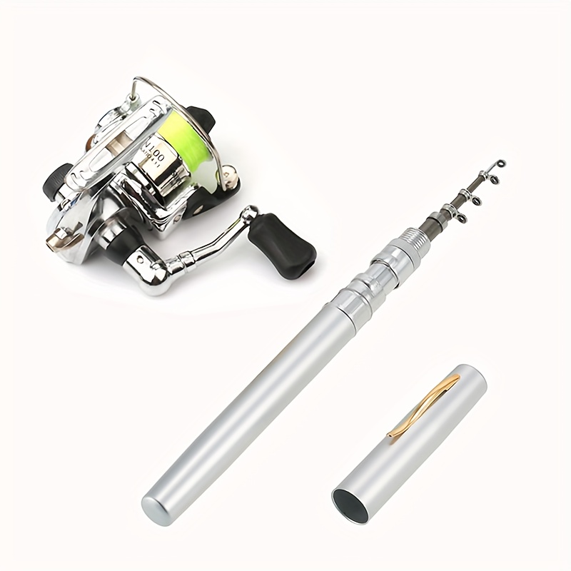 1 Set Telescopic Mini Portable Pocket Fishing Rod - Aluminum Alloy, 100cm/39.37inch, Compact Pen-Style Fishing Gear for Rivers, Lakes, and Ice Fishing, Fishing Equipment, Fishing Rod And Reel Combo Full Set, Baitcaster Combo