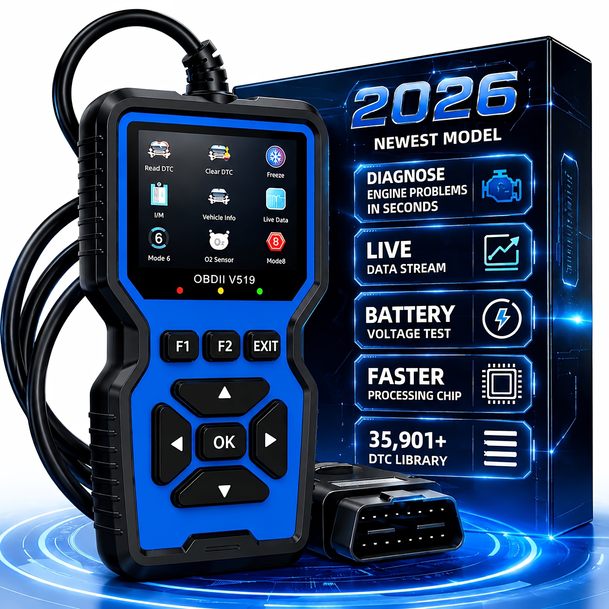 TEMU Scanner Engine Fault Code Reader, Car Diagnostic Tool For Check Engine Light, Obdii Scan Tool With Live Data, Battery Test, I/m Readiness, For