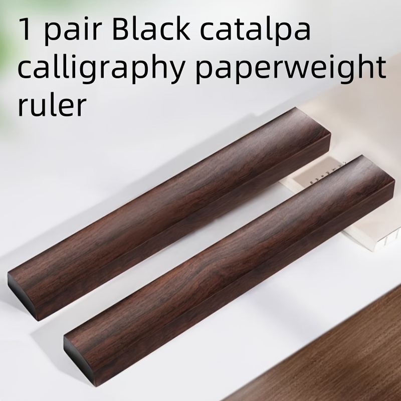 

1 Pair Of Elegant Black Wood Calligraphy Paperweights - Authentic , Ideal For Painting & Training, With Smooth Dark , Wood Letters For Crafts