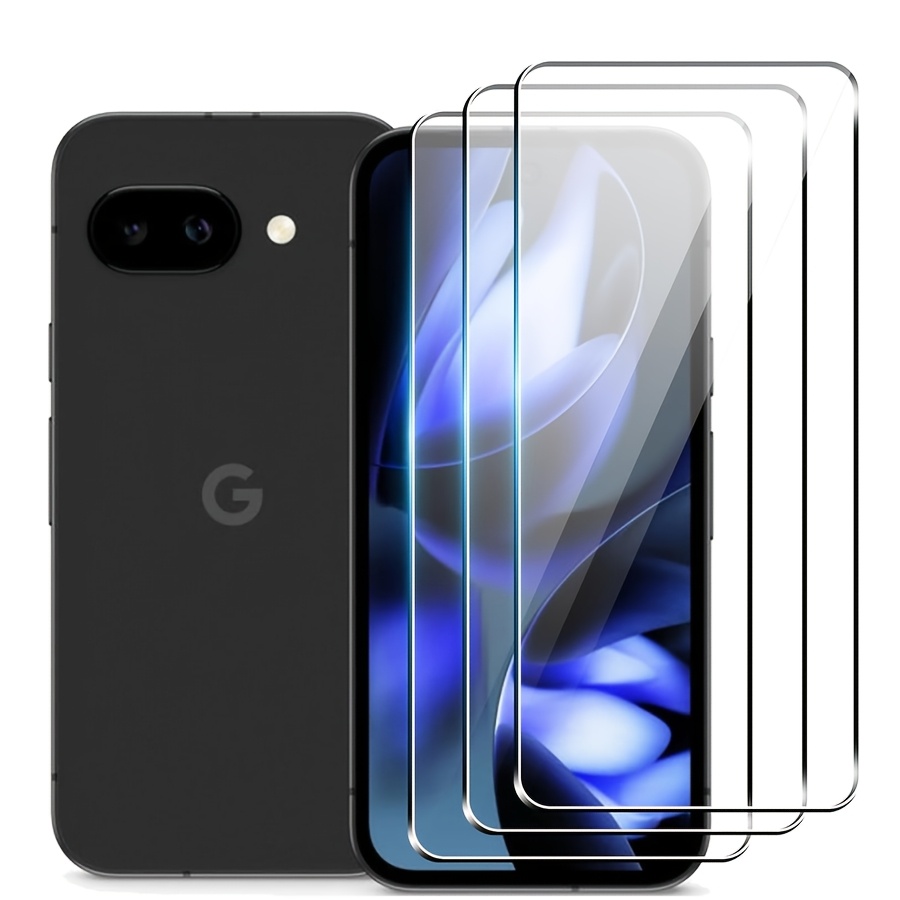 E-shop 3 Stück Hochwertiges Klares Gehärtetes Glas für Google Pixel 9A Pixel9a Bildschirmschutz, 9H Härte, HD Ultra-Dünn, Blasenfrei, Kratzfest,