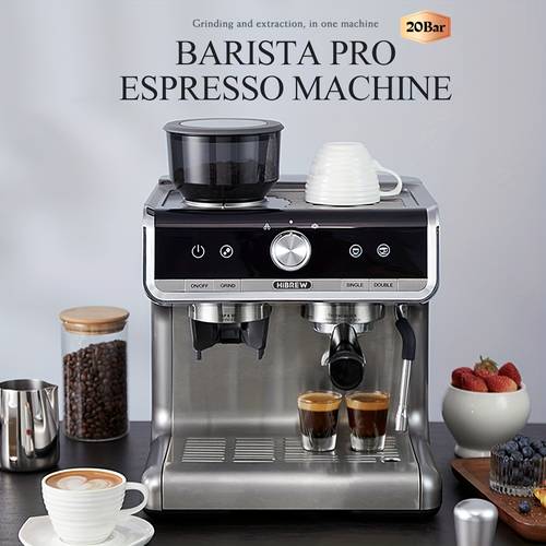 professional commercial espresso machine with coffee grinder 20 bar high suitable for espresso cappuccino latte italian espresso maker for cafe plug voltage 220 240 water system
