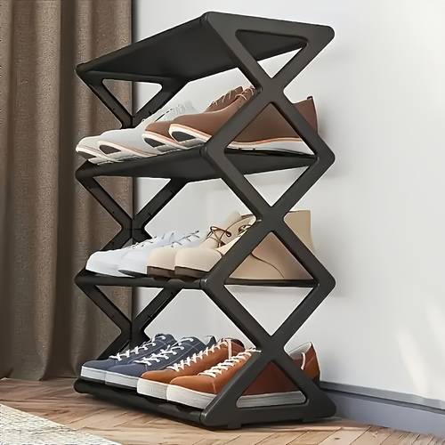 foldable multi layer shoe rack for small spaces entryway narrow storage bearing space saving non woven fabric shelves metal tube links hanging shoe organizers