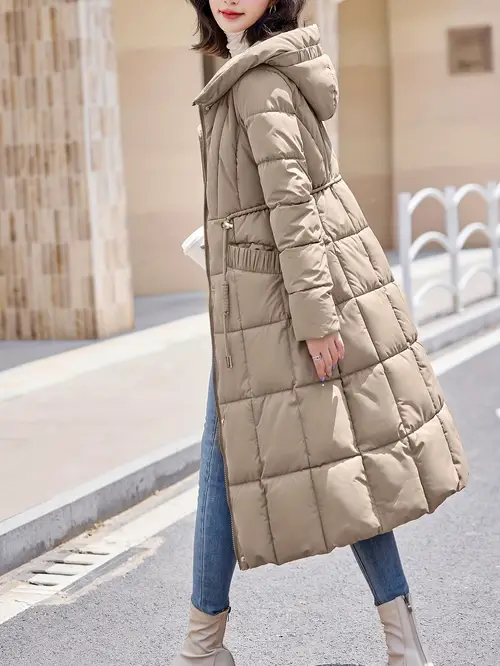 겨울 코트 허리 긴 무릎 길이 따뜻한 코트 두꺼운 슬림 패션 캐주얼 후드 코트 여성용 롱 코트