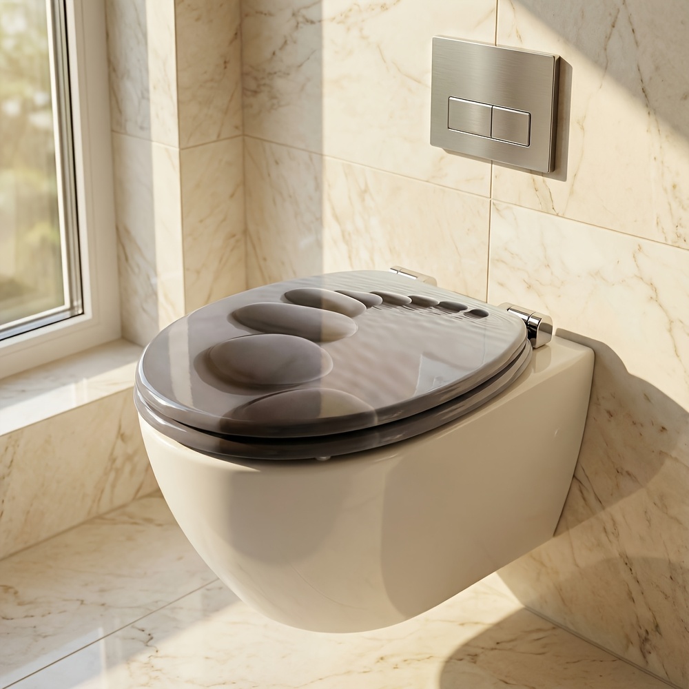 TEMU Siège de Toilette SAINOS avec Mécanisme de Fermeture Douce, Noyau en Bois MDF, Qualité Robuste, Installation Facile