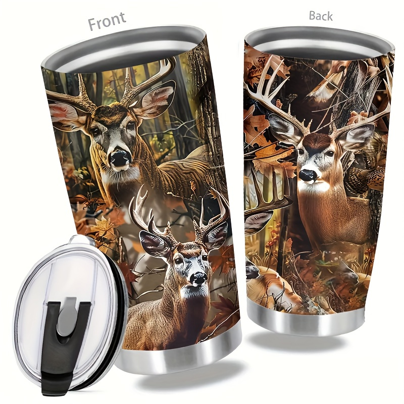 

Insulated Stainless Cup For Men - Deer Hunting Theme, Perfect Gift For Hunters And Dad From Deer Enthusiasts, Ideal For Christmas, Birthday, Valentine's Day