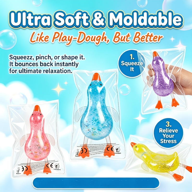 Shiny Colorful Duck Pinch Music Squeeze Toy
