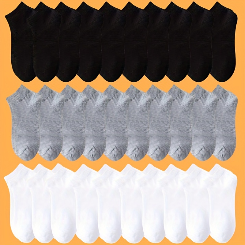 

10/20 Pairs Of Men's Simple Solid Liner Anklets Socks, Comfy Breathable Soft Sweat Absorbent Socks For Men's Outdoor Wearing