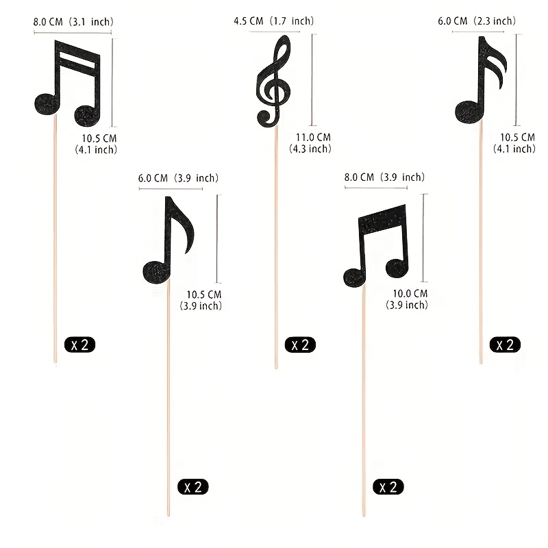 TEMU Set Of 10 Music Note Centerpiece Sticks For Birthday Celebrations, Featuring Musical Symbols Perfect For Party Decorations And Suitable For
